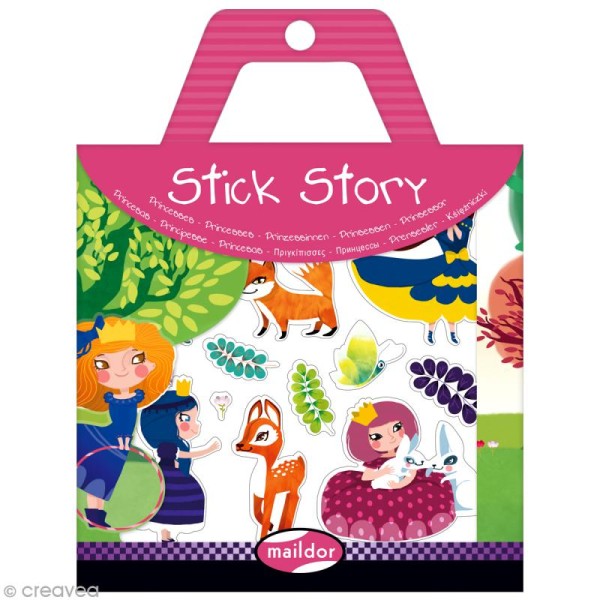Stick story - Princesses - 4 planches d'autocollants repositionnables + 2 fonds - Photo n°1