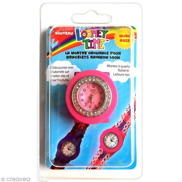 Montre Loomey Time pour bracelets élastiques - Rose à strass - Photo n°1