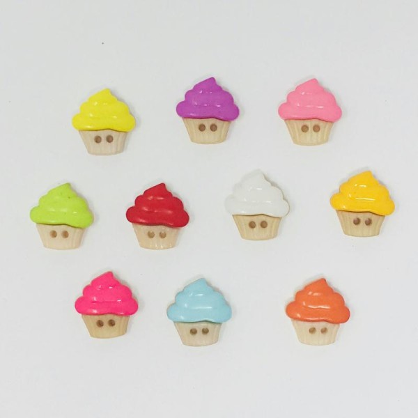 Boutons en Forme de Gâteaux/Cupcake Multicolore 16mm - Lot DE 25 - Photo n°1