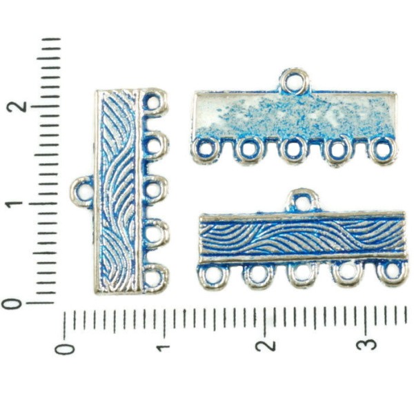 12pcs Antique Ton Argent Bleu Patine de Lavage Multi-Trous des Connecteurs Rectangle Bars Lustre pen - Photo n°1