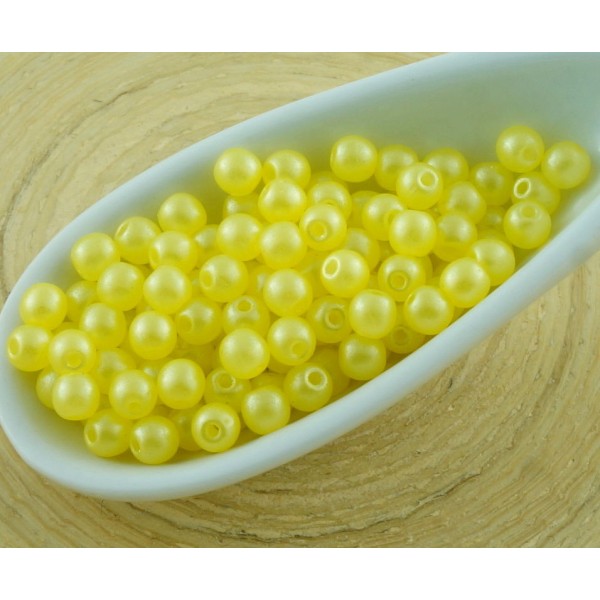100pcs Perles Brillent de l'Ambre Jaune Ronde Verre tchèque Perles de Petit Écarteur 3mm - Photo n°1