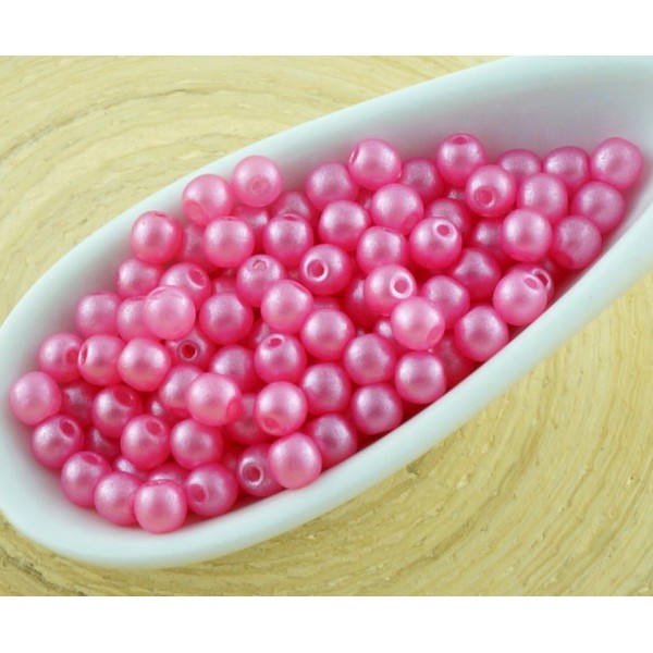 100pcs Perles Brillent Valentine Rose Ronde Verre tchèque Perles de Petit Écarteur 3mm - Photo n°1