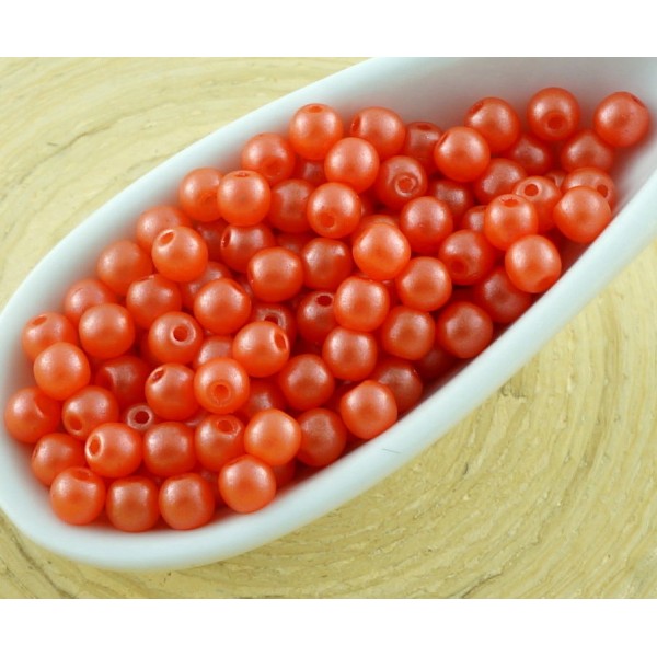 100pcs Perles Brillent Rouge Corail Ronde Verre tchèque Perles de Petit Écarteur 3mm - Photo n°1