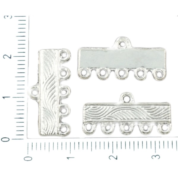 12pcs Antique Ton Argent Multi-Trous des Connecteurs Rectangle Bars Lustre pendants de Boucles d'ore - Photo n°1