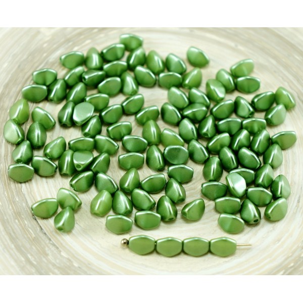 60pcs Albâtre Pastel Vert Olive Pincée de Verre tchèque Perles d'Entretoise de 5mm - Photo n°1