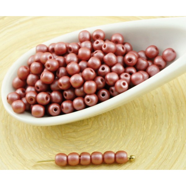 100pcs Perles Brillent Rouge Brun de Feuilles d'Automne Ronde Verre tchèque Perles de Petite Entreto - Photo n°1