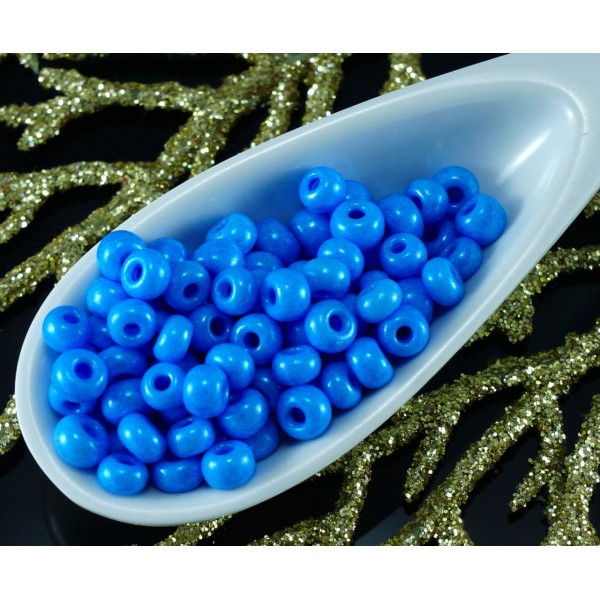 20g Bleu Travertin Lustre Verre tchèque Ronde Perles de rocaille 6/0 PRECIOSA Perles de Rocaille Ent - Photo n°1