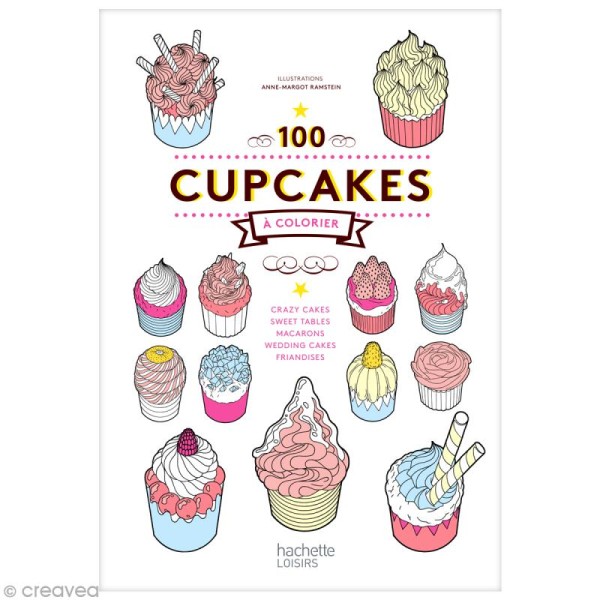 Livre coloriage adulte - 100 cupcakes à colorier - 25 x 36 cm - Photo n°1