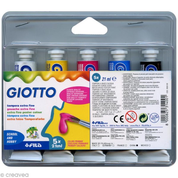 Gouache extra fine GIOTTO - 21 ml x 5 tubes - Photo n°1