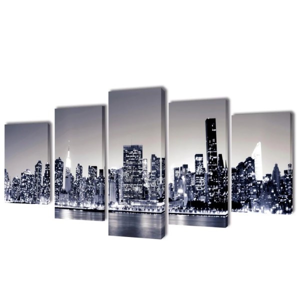 Set De Toiles Murales Imprimées Horizon De New York Monochrome - Photo n°1