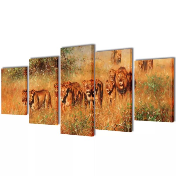 Set De Toiles Murales Imprimées Lions 100 X 50 Cm - Photo n°1
