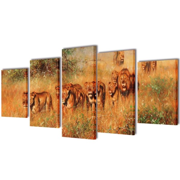Set De Toiles Murales Imprimées Lions 200 X 100 Cm - Photo n°1
