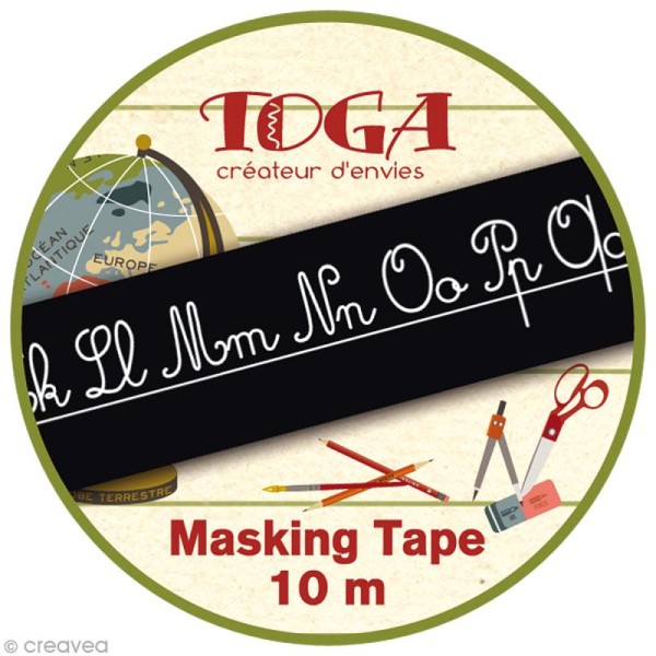 Masking Tape Toga - Abc noir et blanc - 10 m x 15 mm - Photo n°2