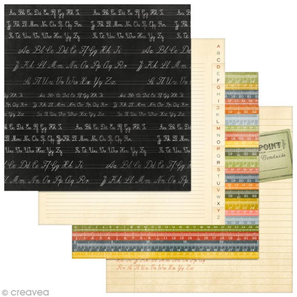 Papier scrapbooking Souvenirs d'école - Set de 6 feuilles 30,5 x 30,5 cm - Recto Verso - Photo n°2