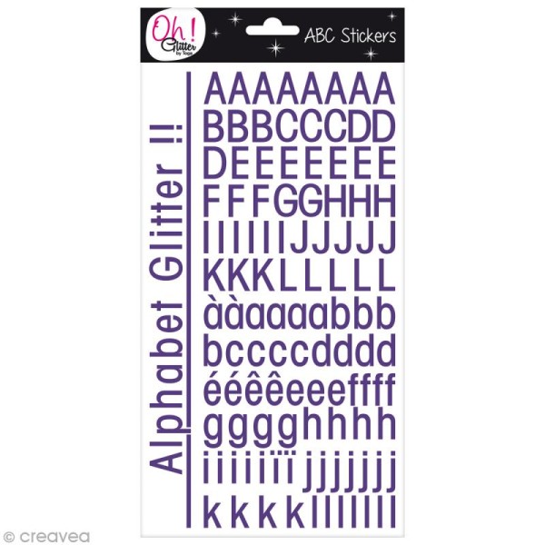 Stickers Oh ! Glitter - ABC stickers St-Germain-des-Près - violet x 245 - Photo n°1