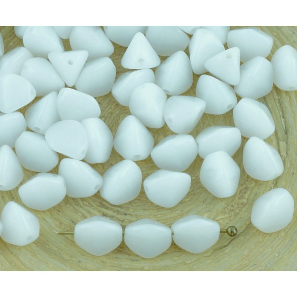50pcs Blanc Albâtre Opale Pincée Bicone à Facettes Entretoise de Verre tchèque Perles de 7 mm - Photo n°1
