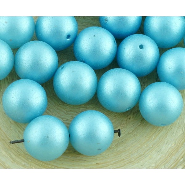 6pcs Bébé Bleu clair Turquoise Imitation de Perles Rondes Pressé Chunky Druk de Grands Entretoise tc - Photo n°1
