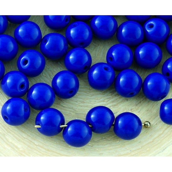40pcs Opaque Profond Bleu Cobalt Foncé Rond Druk Entretoise de Semences de Verre tchèque Perles de 6 - Photo n°1