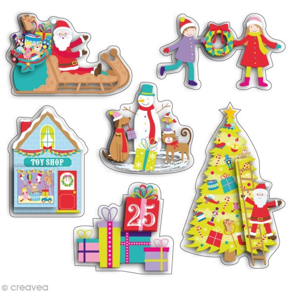 Stickers 3D Noël au pays des jouets Toga - 6 autocollants - Photo n°2