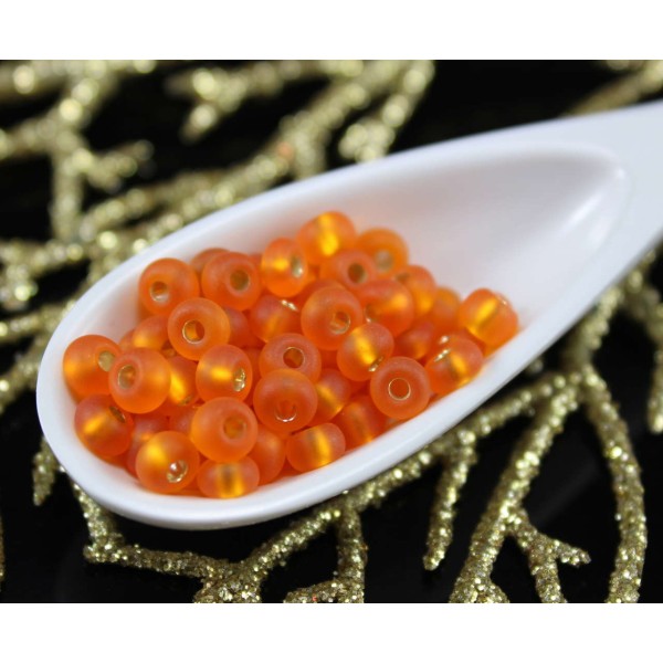 20g Orange Mat Argent Bordée d'Halloween Verre tchèque Ronde Perles de rocaille 5/0 PRECIOSA Perles - Photo n°1