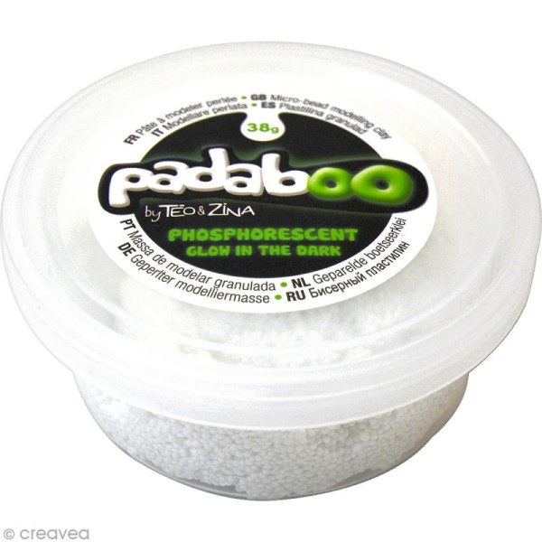 Pâte à modeler Padaboo - Perlée - Blanc phosphorescent - 38 g - Photo n°1