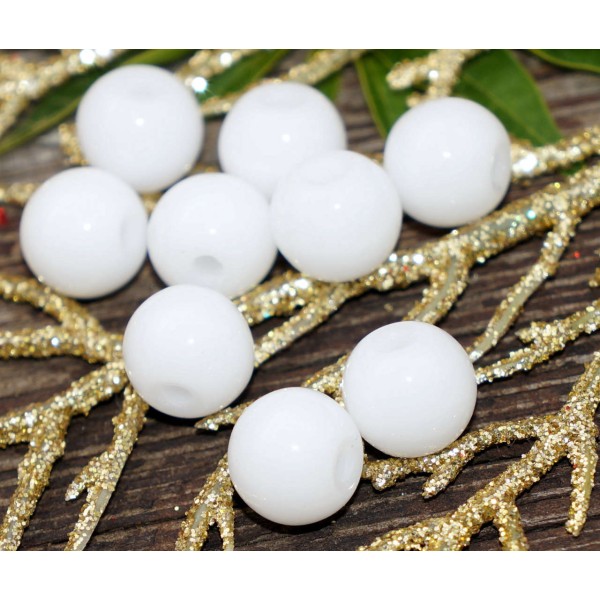 Blanc Opaque en Verre tchèque Perles Rondes en Verre tchèque Perles Rondes en tchèque Blanc Perle Bl - Photo n°1