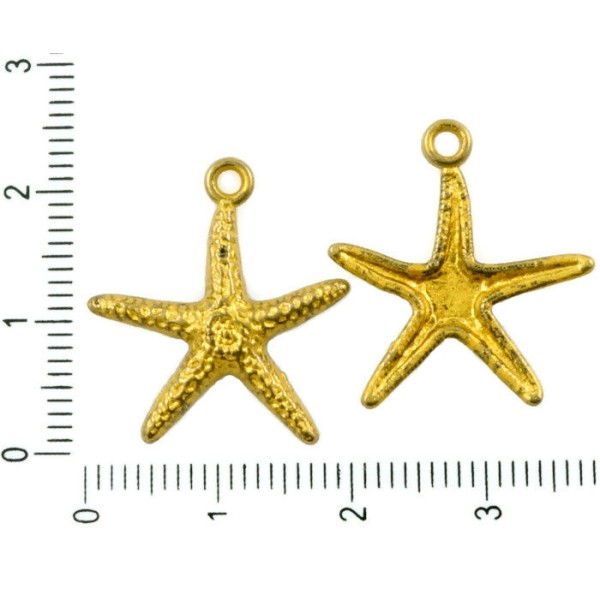 12pcs Bronze Antique Ton Mat Or Patine Laver de Grandes Étoiles de Mer d'Étoiles de mer Animaux Mari - Photo n°1