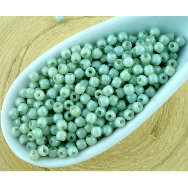 5g Opaque Vert Lustre Rond Druk Petites Entretoise de Semences de Verre tchèque Perles de 2mm - Photo n°1