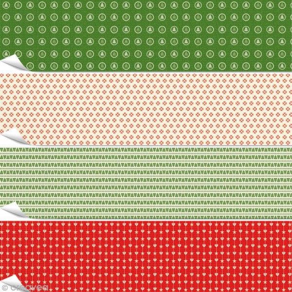 Papier Artepatch - Noël naïf rouge et vert - 4 feuilles de 40 x 50 cm - Photo n°1