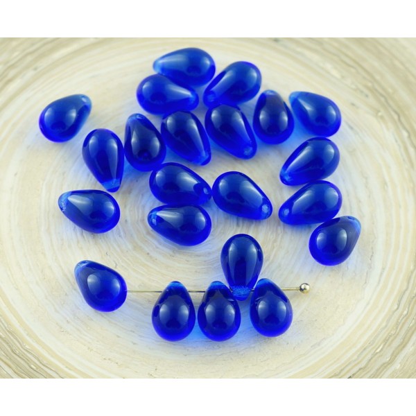 20pcs Crystal Dark Bleu Saphir Clair Verre tchèque en forme de Larme des  Billes de 6 mm x 9 mm - Perles en verre - Creavea