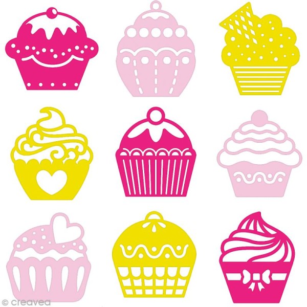 Set de mini silhouettes en feutrine - Cupcakes - 45 pcs - Photo n°1