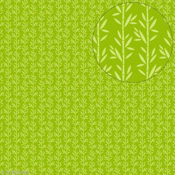 Feutrine imprimée 1 mm 30 x 30 cm - Bambous blancs Fond vert - Photo n°1
