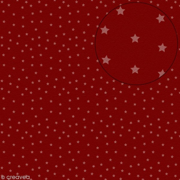 Feutrine imprimée 1 mm 30 x 30 cm - Etoiles blanches Fond rouge - Photo n°1