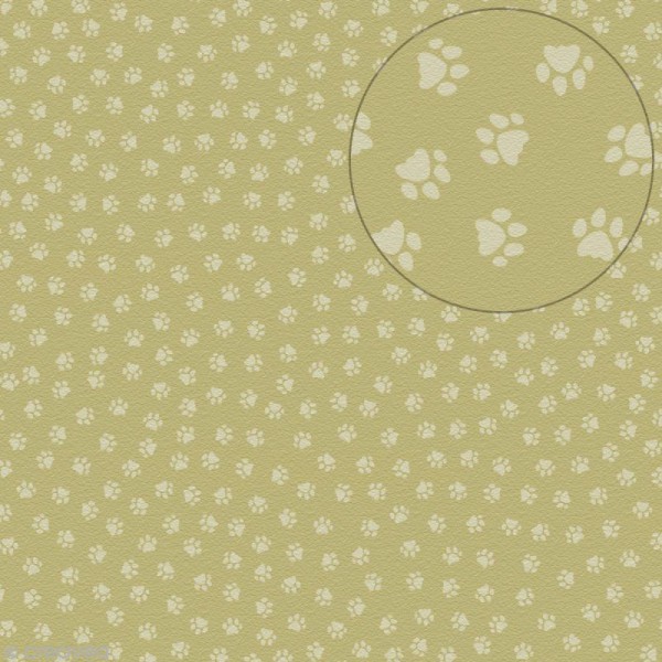 Feutrine imprimée 1 mm 30 x 30 cm - Pattes de chat beiges Fond taupe - Photo n°1