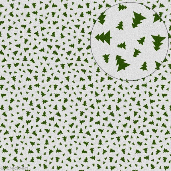 Feutrine imprimée 1 mm 30 x 30 cm - Sapins verts Fond blanc - Photo n°1