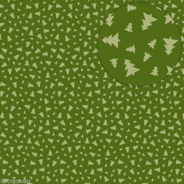 Feutrine imprimée 1 mm 30 x 30 cm - Sapins blancs Fond vert - Photo n°1