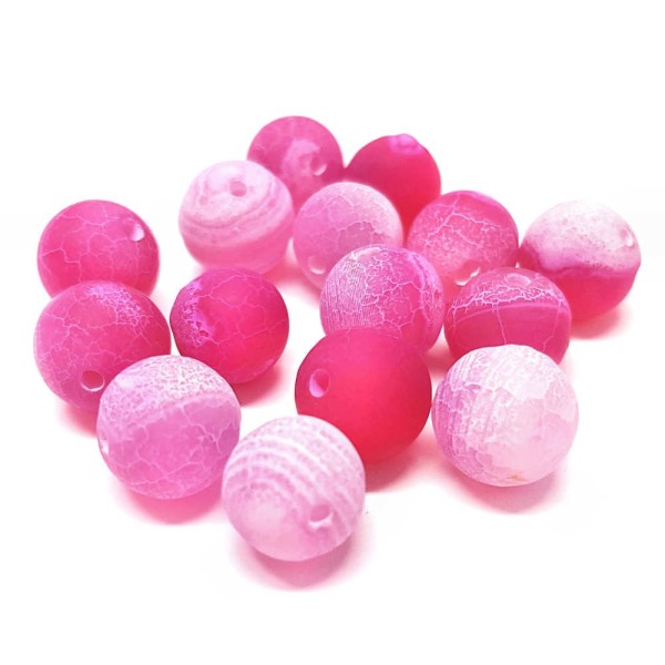 Perles pierre semi précieuse naturelle teinte agate craquelée rose Rose4 mm lot de 20 perles - Photo n°1
