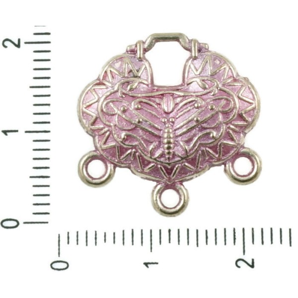 2pcs Antique Ton Argent Valentine Rose Patine Laver Papillon de Verrouillage Lustre pendants de Bouc - Photo n°1