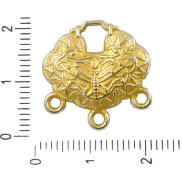 2pcs Antique Ton Argent Mat Or Patine Laver Papillon de Verrouillage Lustre pendants de Boucles d'or - Photo n°1
