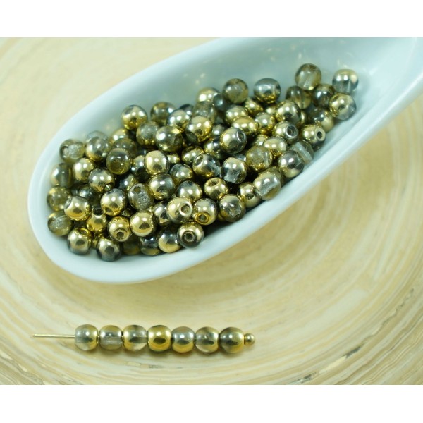 100pcs Cristal d'Or Demi-Rond Verre tchèque Perles de Petite Entretoise de Mariage 3mm - Photo n°1