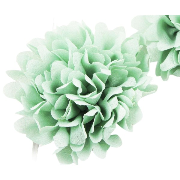 2pcs Vert clair Filés de Soie Artificielle Fleur Flatback Têtes de Célébration de Mariage, Décoratio - Photo n°1