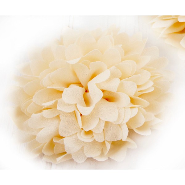 2pcs Blanc Crème Filés de Soie Artificielle Fleur Flatback Têtes de Célébration de Mariage, Décorati - Photo n°1