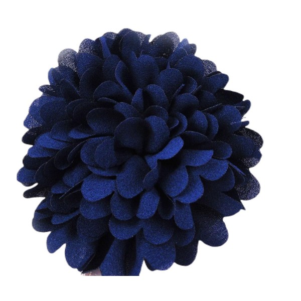 2pcs Bleu Foncé Filés de Soie Artificielle Fleur Flatback Têtes de Célébration de Mariage, Décoratio - Photo n°1