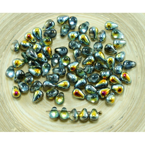 40pcs Métallique Marea d'Or en Cristal de Verre tchèque Petite Larme Perles de 4 mm x 6 mm - Photo n°1