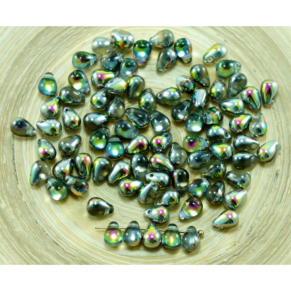 40pcs Cristal Dichroïque Vitrail Vert Valentine Rose Demi-Verre tchèque Petite Larme Perles de 4 mm - Photo n°1