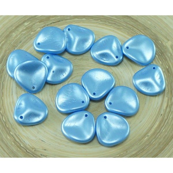 12pcs Pastel Perle de Lumière Bleu Saphir Grand Pétale de Fleur tchèque Perles de Verre de 14mm x 13 - Photo n°1