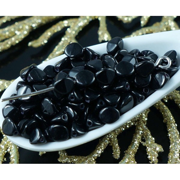 80pcs d'un Noir de jais Pincée tchèque Perles de Verre de 5mm - Photo n°1