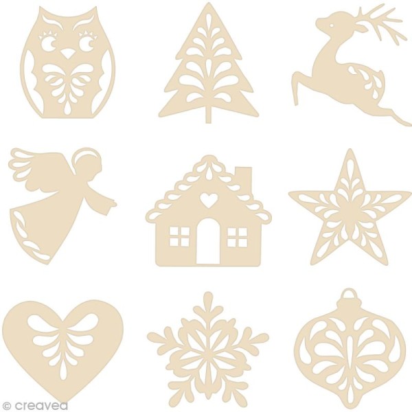 Set de mini silhouettes en bois Noël style classique - 27 pcs - Photo n°1