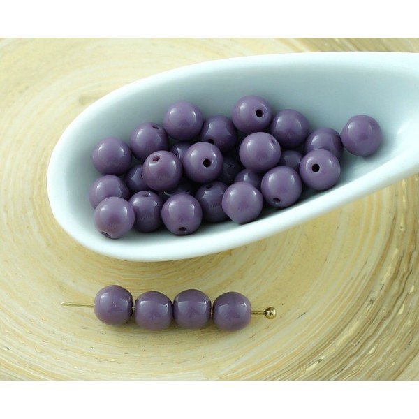 50pcs Opaque Violet Verre tchèque Ronde Perles d'Entretoise de 5mm - Photo n°1