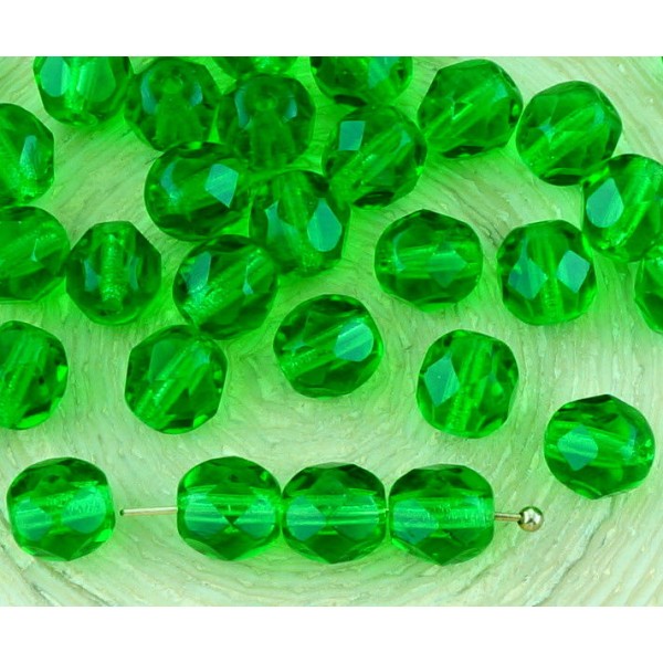 40pcs Cristal Chrysolite Vert Clair, Ronde à Facettes Feu Poli Entretoise de Verre tchèque Perles de - Photo n°1